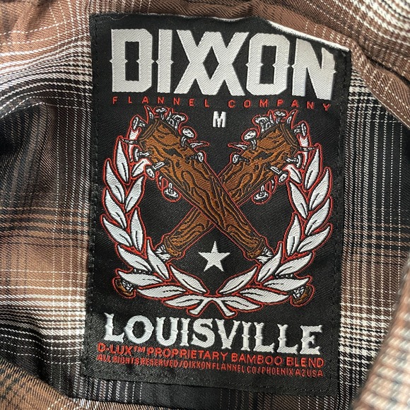 Dixxon Shirt Mens Medium Black Brown Louisville Bamboo Blend Button Up Plaid - Picture 4 of 8